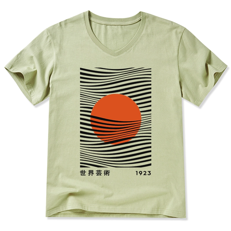 Tokyo-Tiger Minimalist Art Sun V-Neck Classic T-Shirt