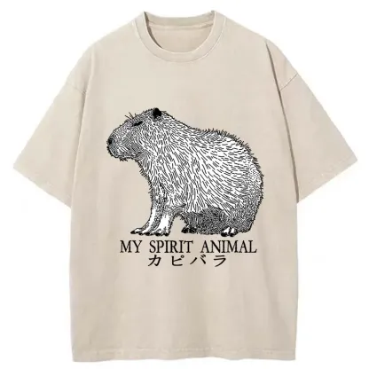Tokyo-Tiger Capybara Spirit Washed T-Shirt