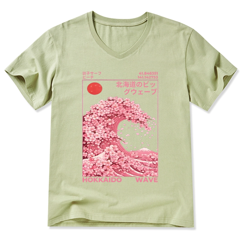 Tokyo-Tiger Sakura Wave V-Neck Classic T-Shirt