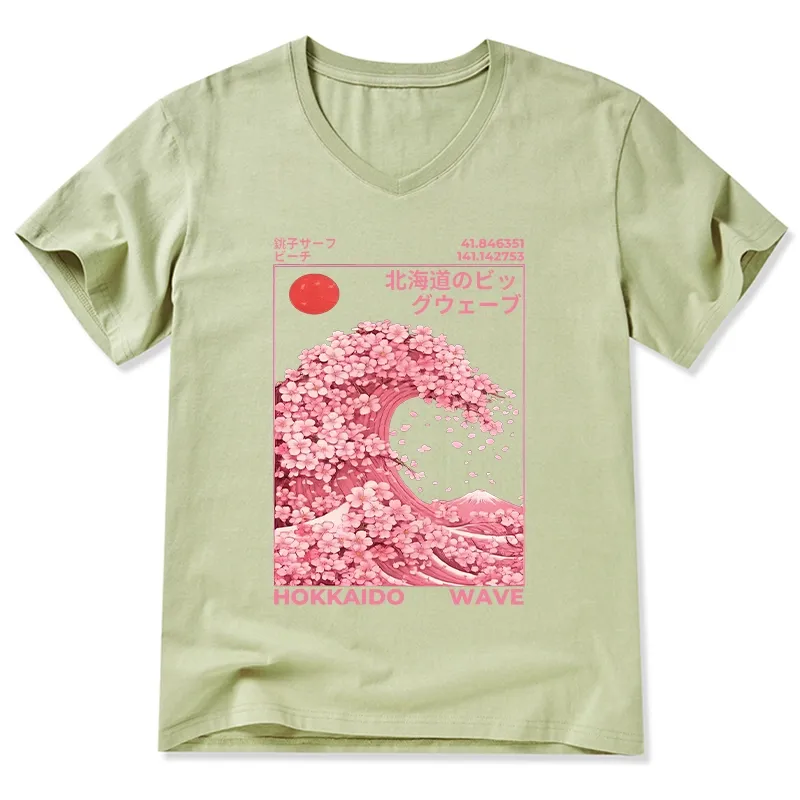 Tokyo-Tiger Sakura Wave V-Neck Classic T-Shirt