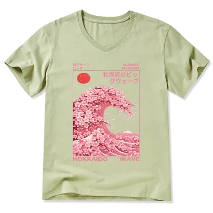 Tokyo-Tiger Sakura Wave V-Neck Classic T-Shirt
