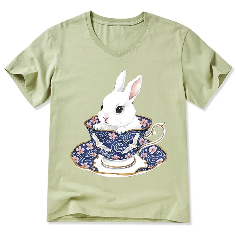 Tokyo-Tiger Cute Rabbit Tea Set V-Neck Classic T-Shirt