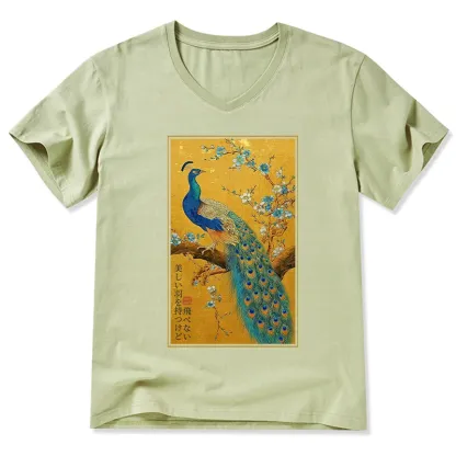 Tokyo-Tiger The Peacock's Silent Elegance V-Neck Classic T-Shirt