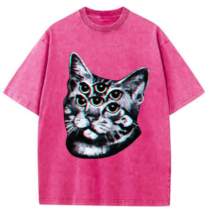 Tokyo-Tiger Six-eyed Cat Washed T-Shirt