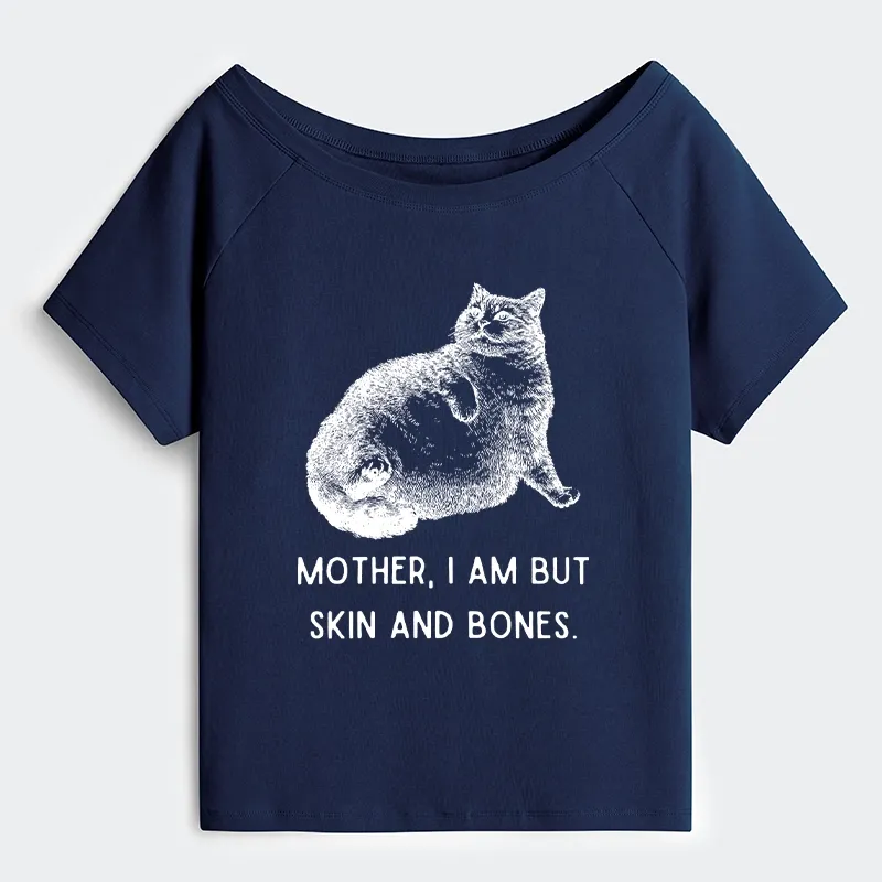 Tokyo-Tiger Skin & Bones Cat Off Shoulder T-Shirt