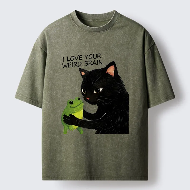 Tokyo-Tiger Cat Eats Frog Washed T-Shirt