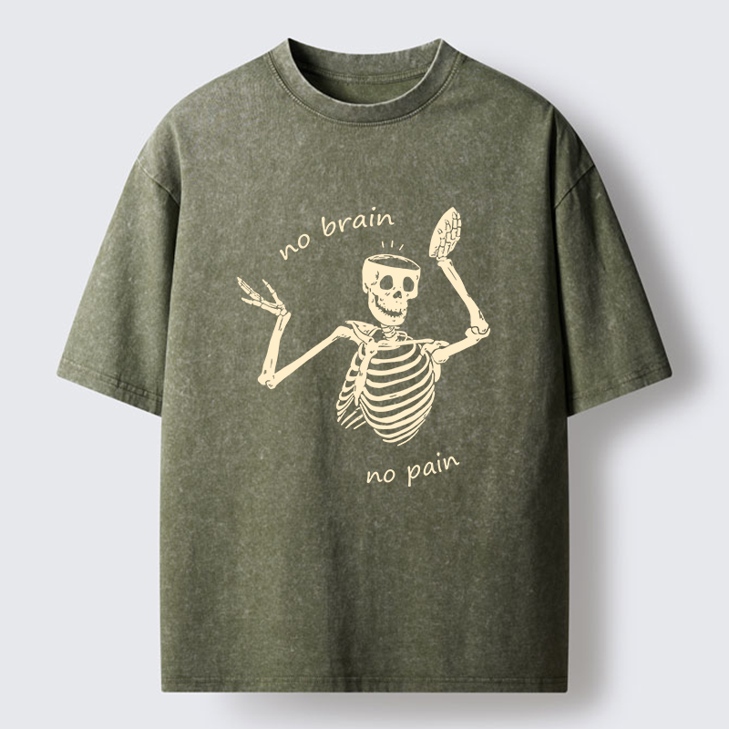 Tokyo-Tiger Skeletons Feel No Pain Washed T-Shirt