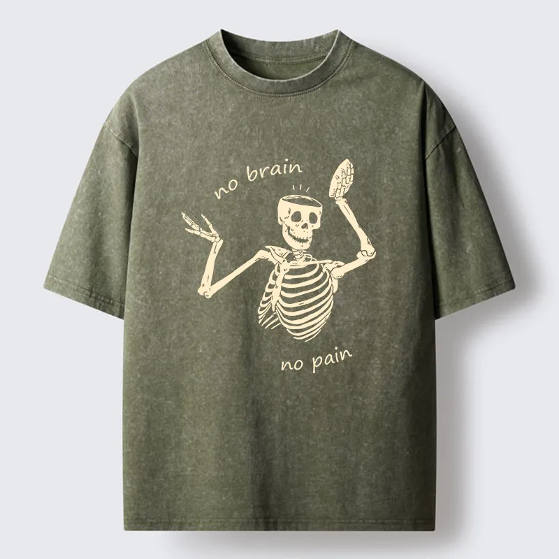 Tokyo-Tiger Skeletons Feel No Pain Washed T-Shirt