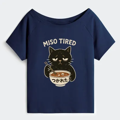 Tokyo-Tiger I’m So Tired Off Shoulder T-Shirt
