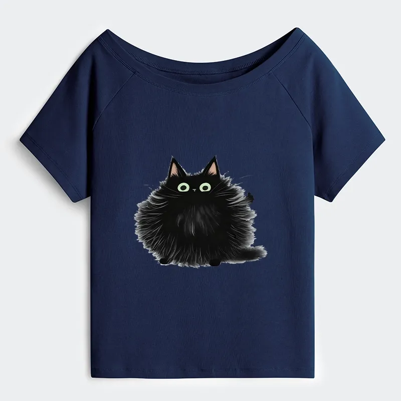Tokyo-Tiger Cat's Approval Off Shoulder T-Shirt