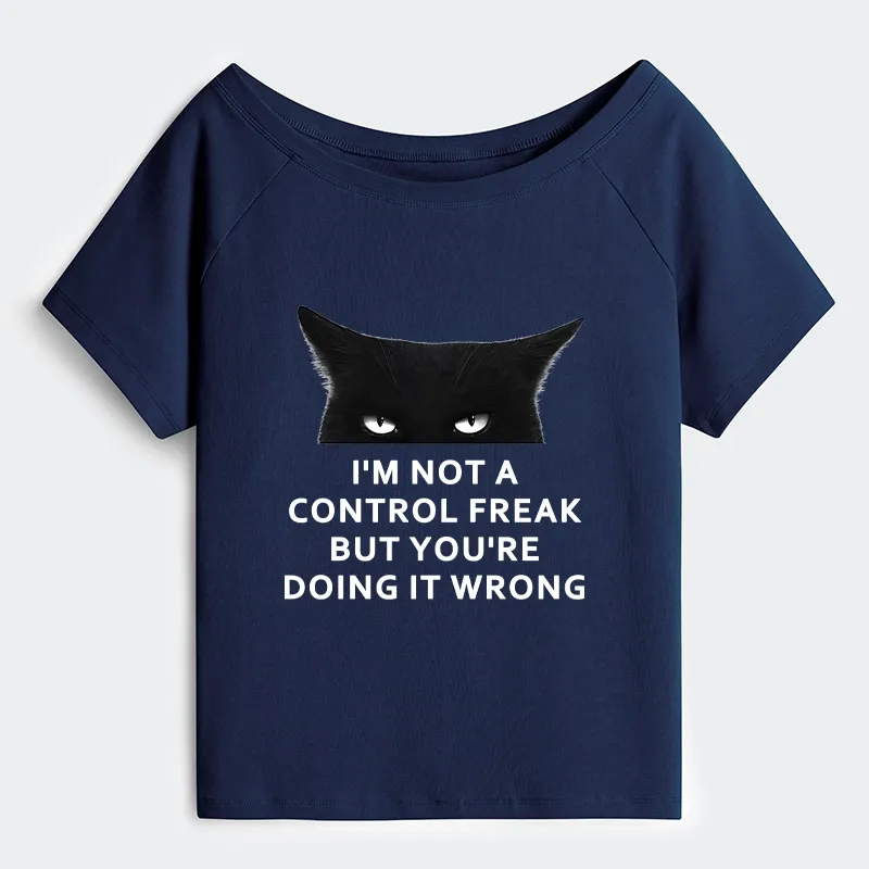 Tokyo-Tiger Control Freak Funny Off Shoulder T-Shirt