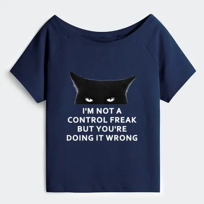 Tokyo-Tiger Control Freak Funny Off Shoulder T-Shirt