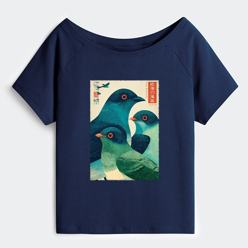 Tokyo-Tiger Petrels Of The Painted Sea Off Shoulder T-Shirt