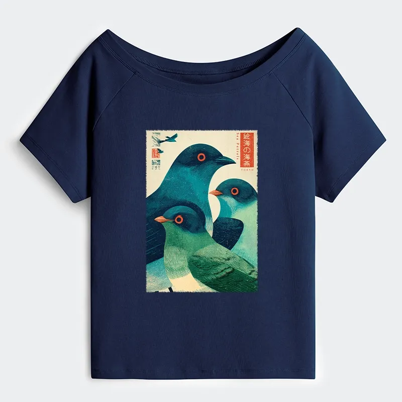 Tokyo-Tiger Petrels Of The Painted Sea Off Shoulder T-Shirt