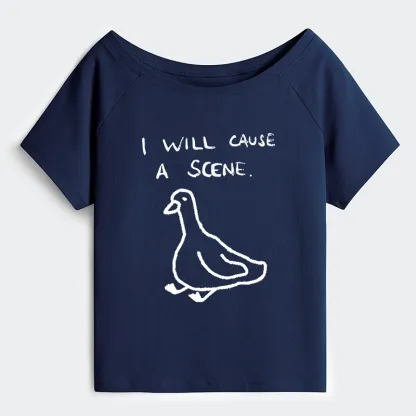 Tokyo-Tiger Stupid Goose Funny Japan Retro Off Shoulder T-Shirt