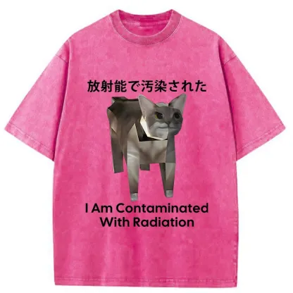 Tokyo-Tiger Nuclear Contaminated Cat Funny Washed T-Shirt