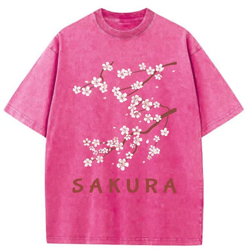 Tokyo-Tiger Japanese Sakura Washed T-Shirt