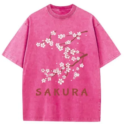 Tokyo-Tiger Japanese Sakura Washed T-Shirt