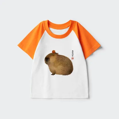 Tokyo-Tiger Calm Capybara Illustration Kids Raglan T-shirt