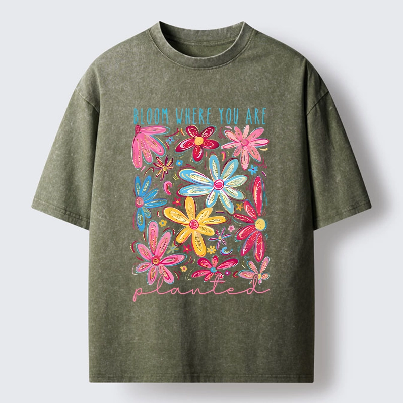 Tokyo-Tiger Positive Flower Vibe Washed T-Shirt