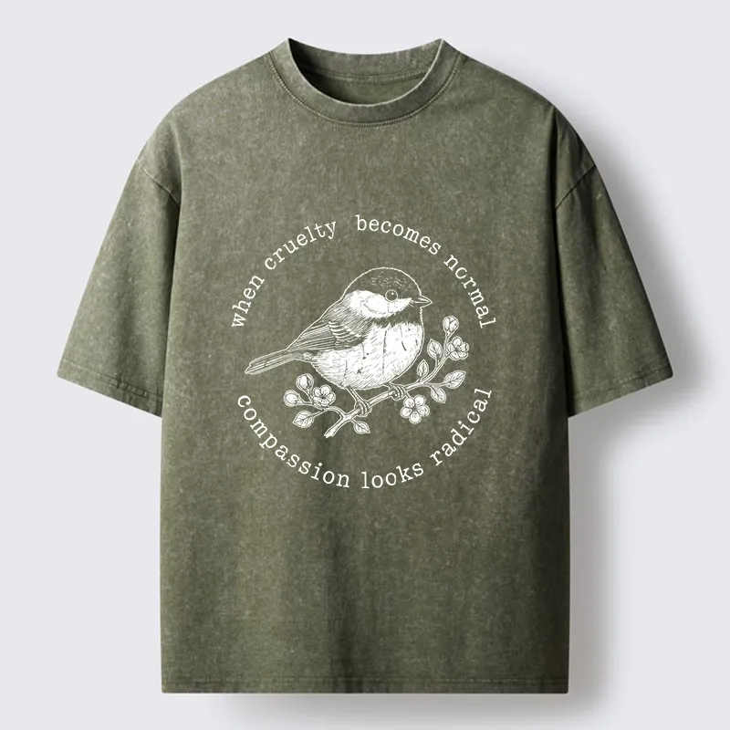 Tokyo-Tiger Anti Cruelty Bird Washed T-Shirt