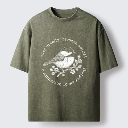 Tokyo-Tiger Anti Cruelty Bird Washed T-Shirt