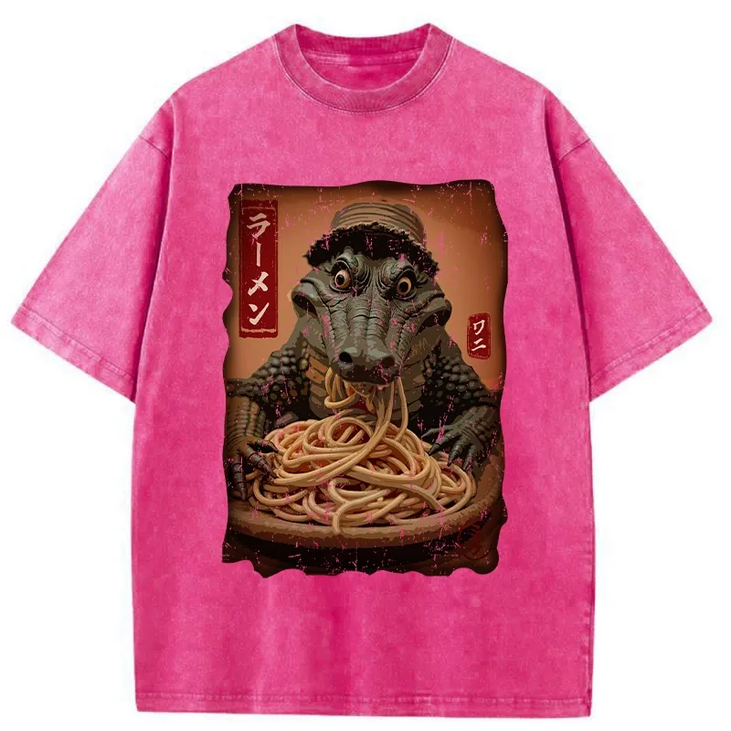 Tokyo-Tiger Ramen Lover Crocodile Washed T-Shirt