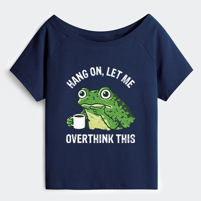 Tokyo-Tiger Overthinking Frog With Coffee Off Shoulder T-Shirt