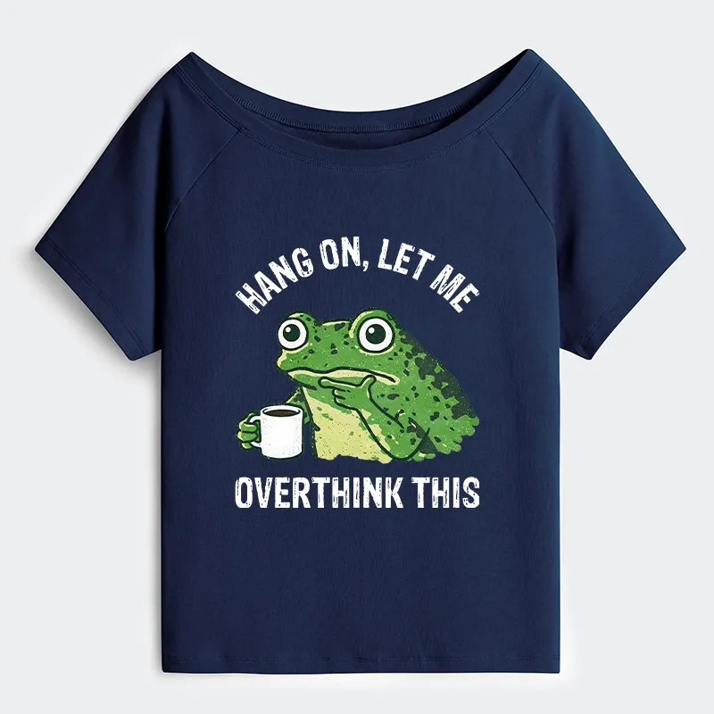 Tokyo-Tiger Overthinking Frog With Coffee Off Shoulder T-Shirt