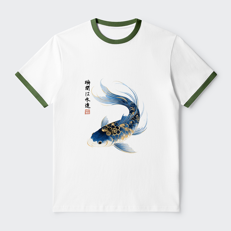 Tokyo-Tiger Elegant Koi Fish Watercolor Art Trim T-Shirt