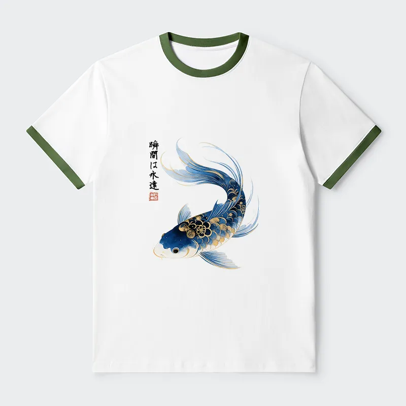 Tokyo-Tiger Elegant Koi Fish Watercolor Art Trim T-Shirt