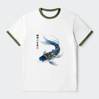 Tokyo-Tiger Elegant Koi Fish Watercolor Art Trim T-Shirt