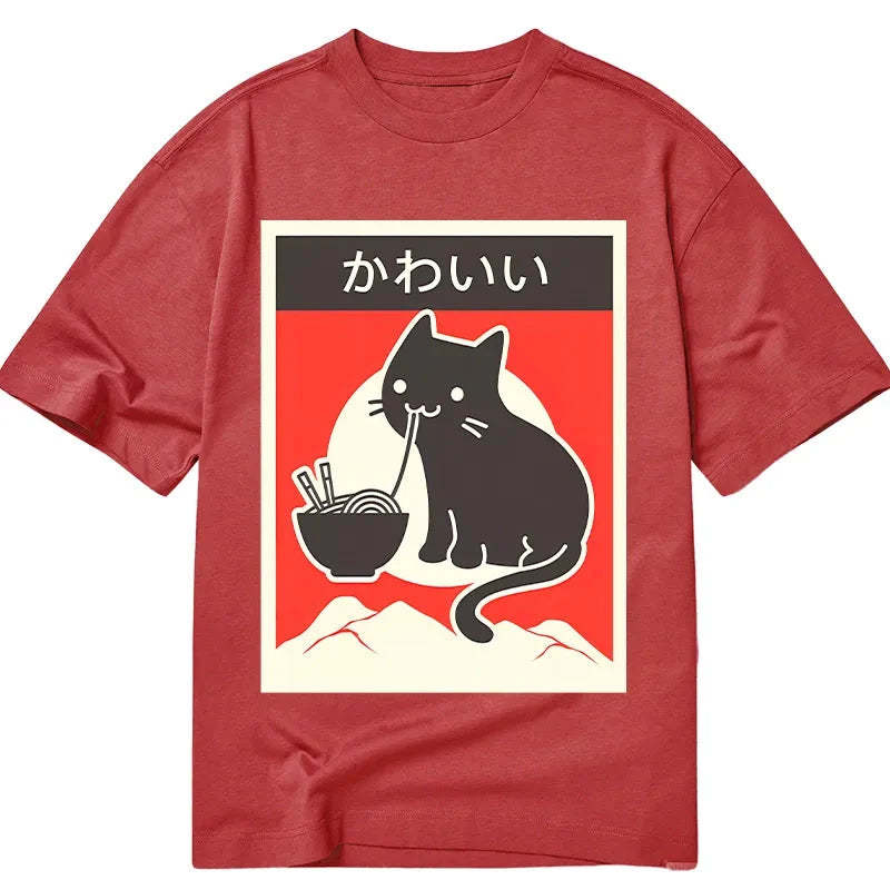Tokyo-Tiger "Kawaii" Vintage Style Japenese Ramen Cat Classic T-Shirt-tokyo-tiger