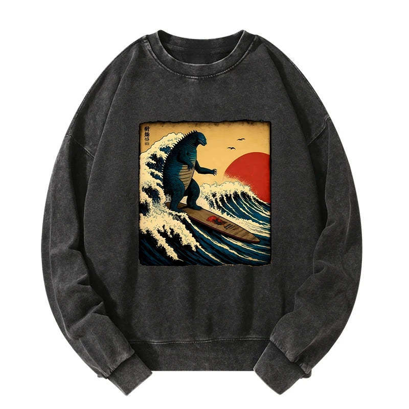 Tokyo-Tiger The Great Wave Washed Sweatshirt