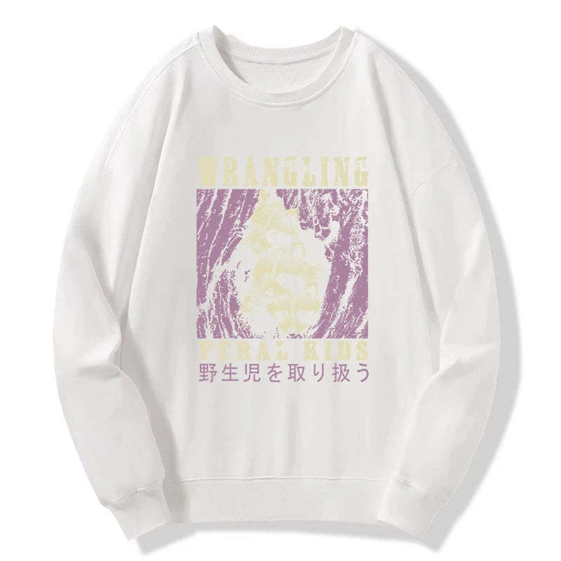 Tokyo-Tiger Wrangling Feral Raccoon Kids Sweatshirt