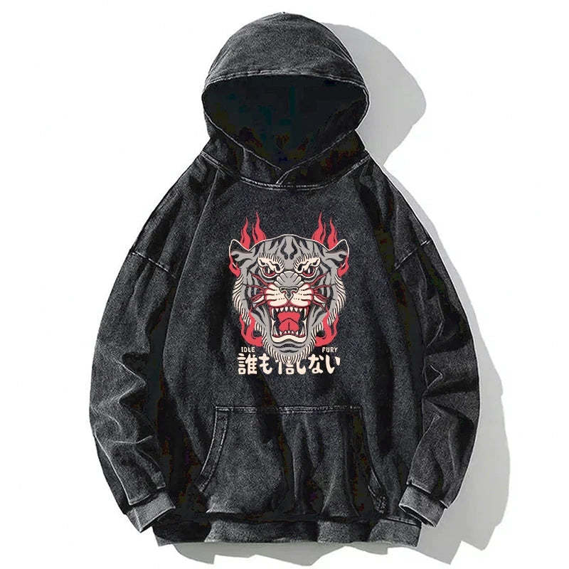Tokyo-Tiger Retro Tiger Japanese Washed Hoodie Sale