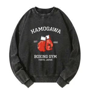 Image of Tokyo-Tiger Retro Boxing Gloves Manga Anime Washed Sweatshirt