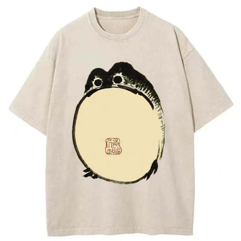 Tokyo-Tiger Grumpy Frog Japanese Washed T-Shirt