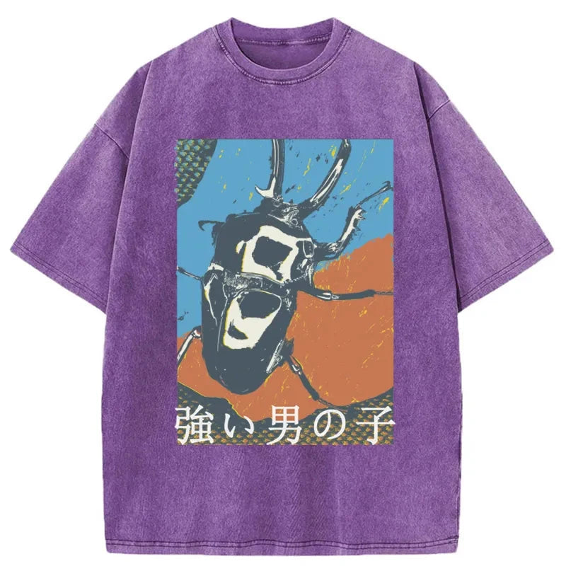Tokyo-Tiger Strong Beetle Japanese Washed T-Shirt