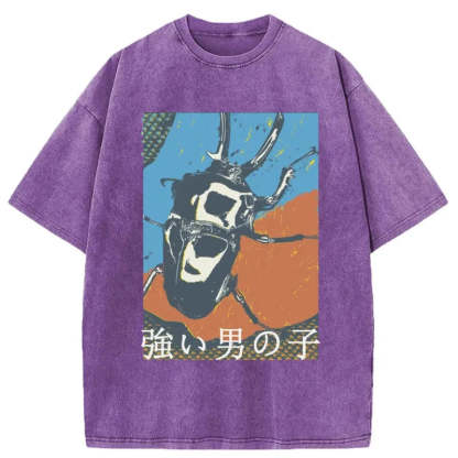 Tokyo-Tiger Strong Beetle Japanese Washed T-Shirt