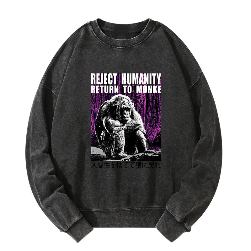Tokyo-Tiger Reject Humanity Return To Monkey Japan Washed Sweatshirt