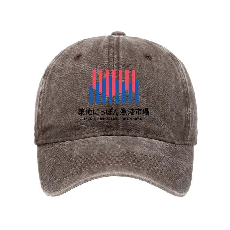 Tokyo-Tiger Tsukiji Nippon Fish Port Market Washed Cap