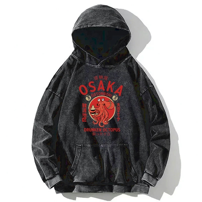 Tokyo-Tiger Drunken Octopus Japan Washed Hoodie