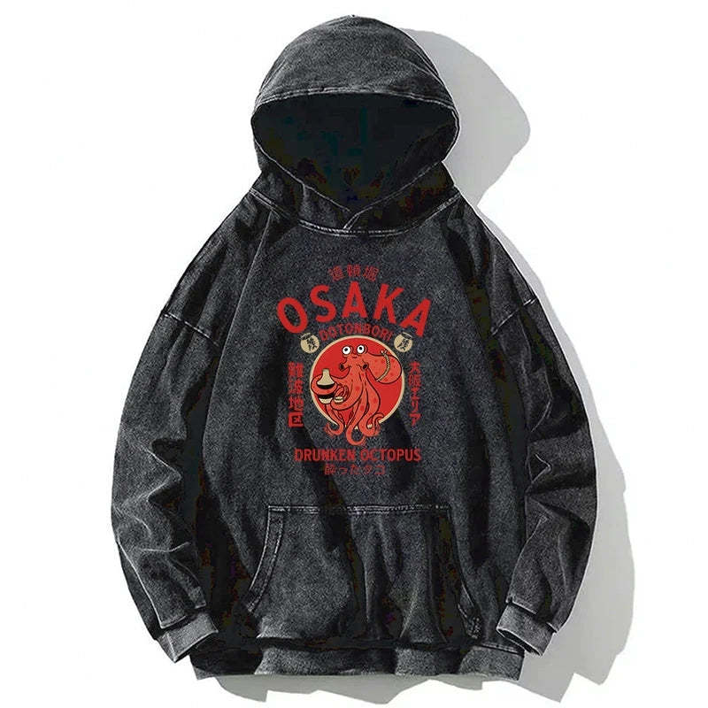 Tokyo-Tiger Drunken Octopus Japan Washed Hoodie