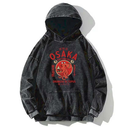 Tokyo-Tiger Drunken Octopus Japan Washed Hoodie