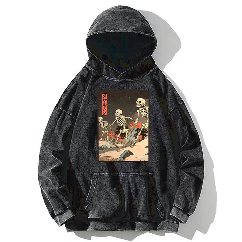 Tokyo-Tiger Japanese Rising Skeletons Washed Hoodie
