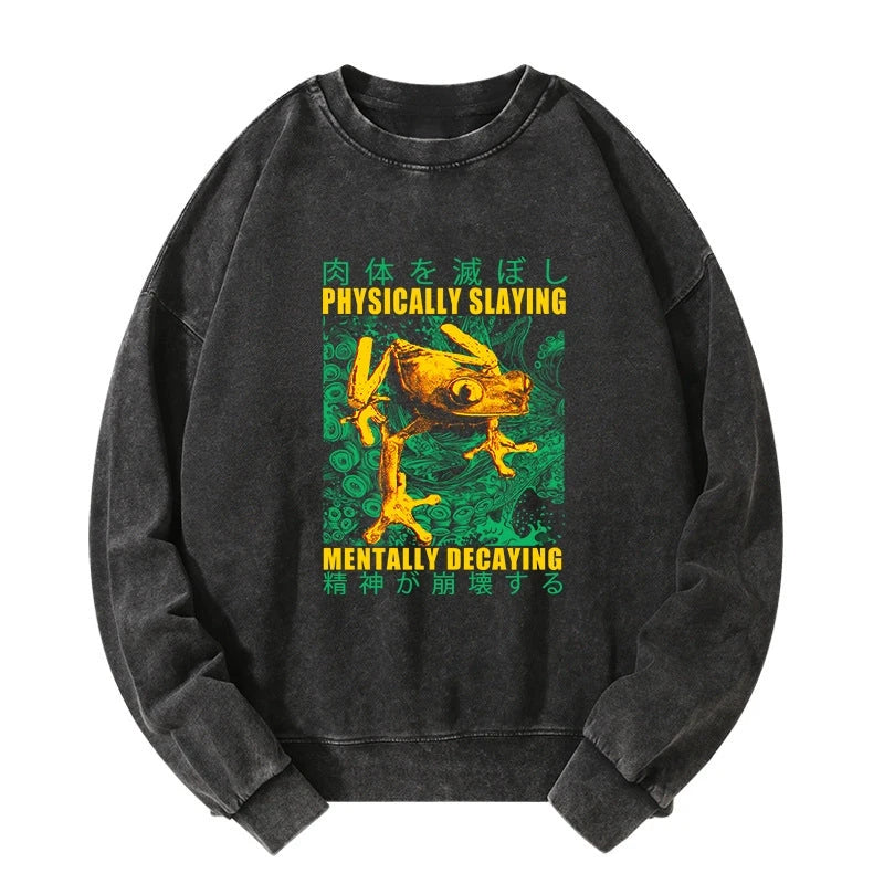 Tokyo-Tiger Physically Slaying Mentally Decaying Washed Sweatshirt Sale