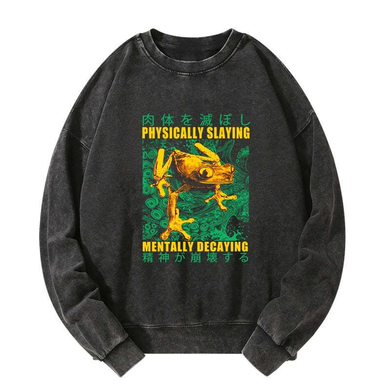 Tokyo-Tiger Physically Slaying Mentally Decaying Washed Sweatshirt Sale