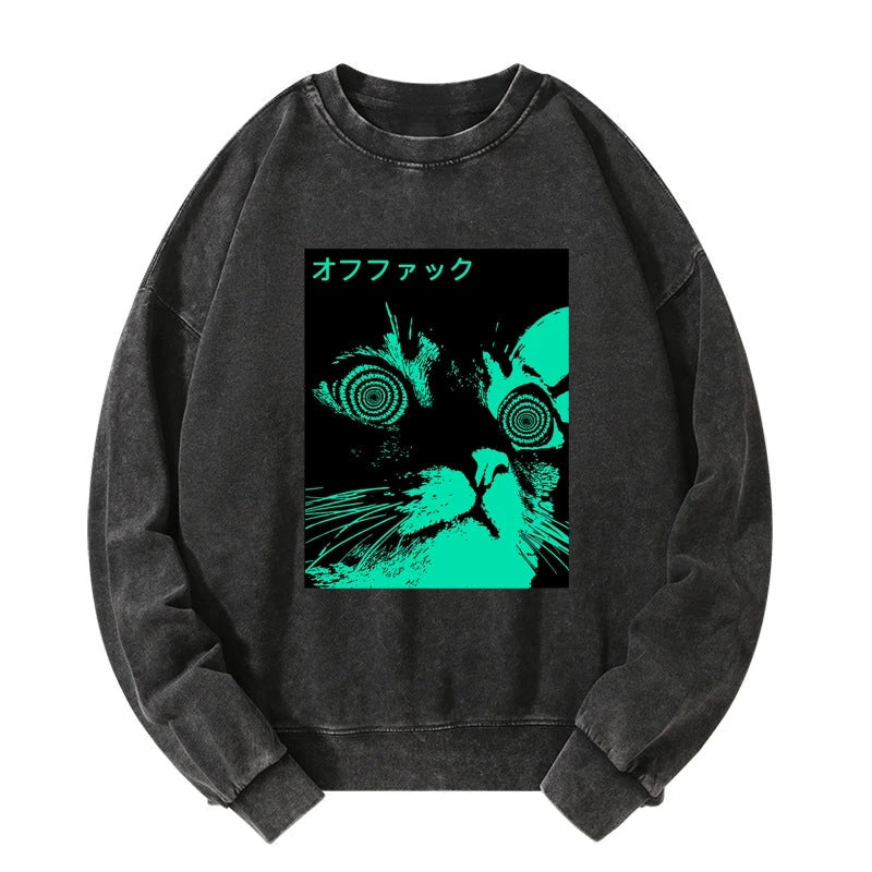 Tokyo-Tiger Cool Cat Japanese Washed Sweatshirt