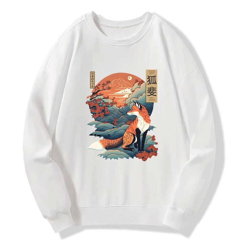 Tokyo-Tiger Japanese Kitsune Fox Sakura Sweatshirt Sale
